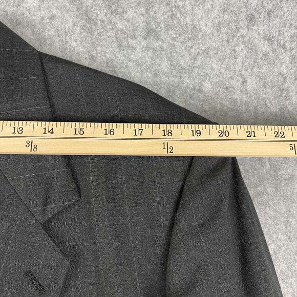 Kuppenheimer Wool 2 Piece Suit Dark Gray Striped Blazer 44L Pant 38x32 Pleated - Picture 8 of 16